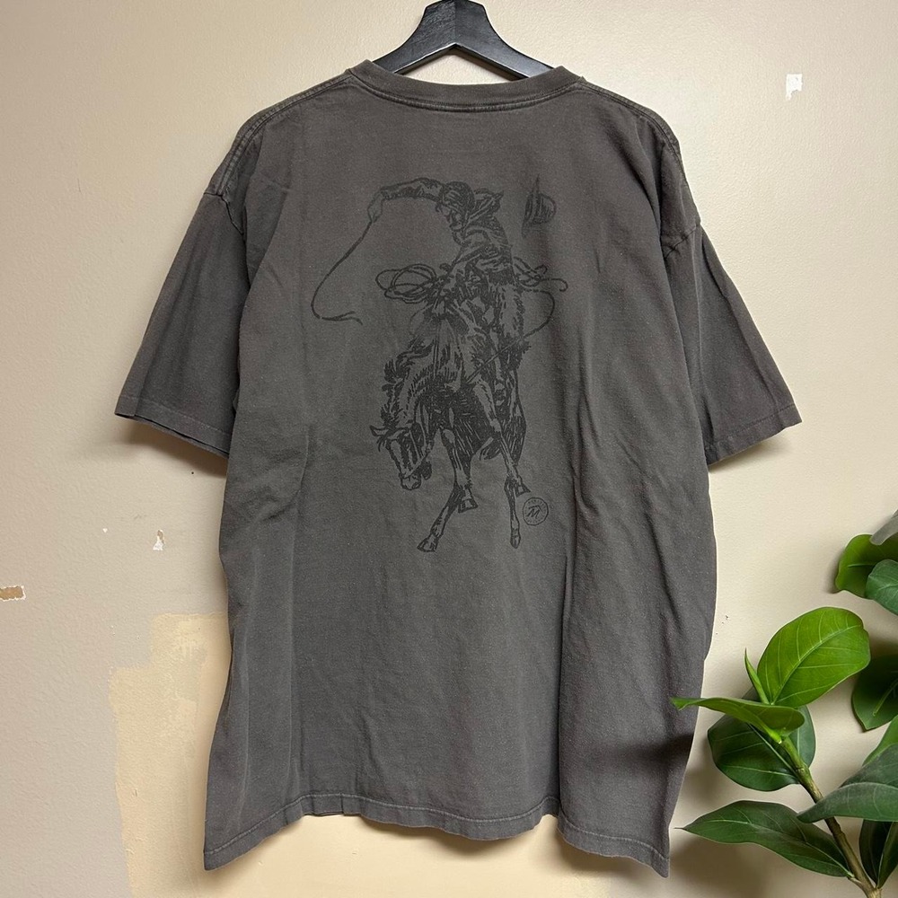 Vintage 90s Marlboro Cowboy Western Grey Pocket T Shirt Mens XL USA Made